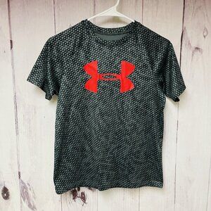 Under Armour Youth Boys Large YLG Heat Gear Gray Short Sleeve Shirt Loose Fit